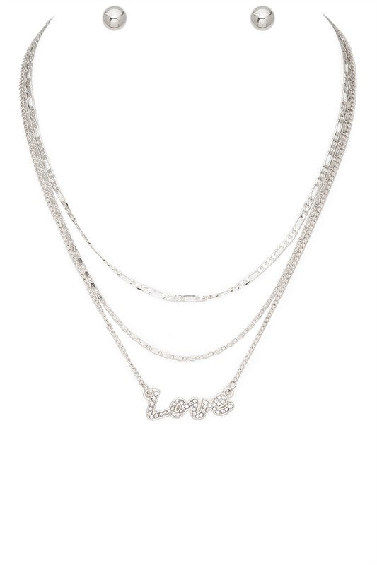 Do You Love Me Love Crystal Layer Necklace Set (Multiple Finishes)