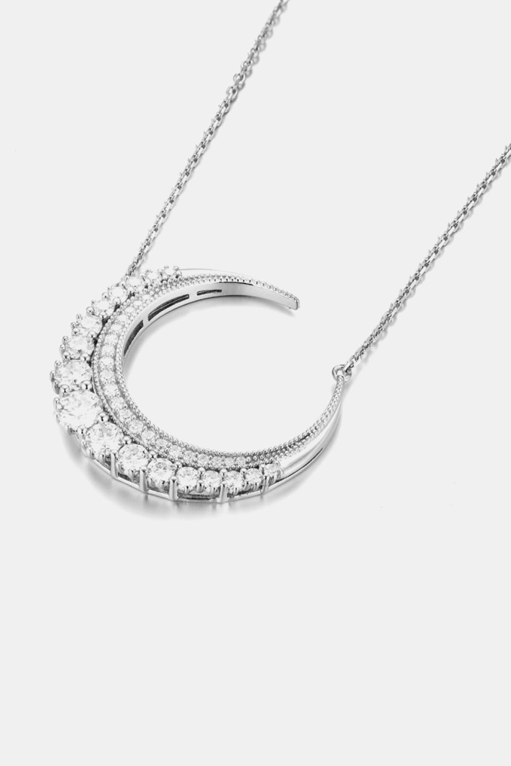 Peace Within 1.8 Carat Moissanite Crescent Moon Shape Pendant Necklace - BP