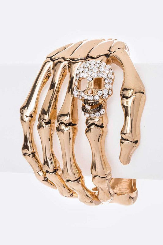 Grip Of Chic Skeleton hand Skull Bangle (Multiple Finishes)