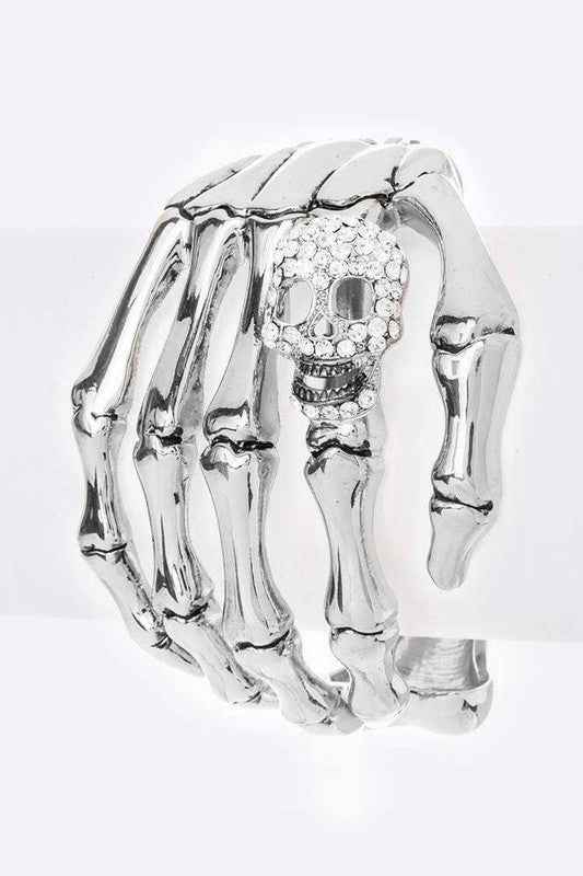 Grip Of Chic Skeleton hand Skull Bangle (Multiple Finishes)