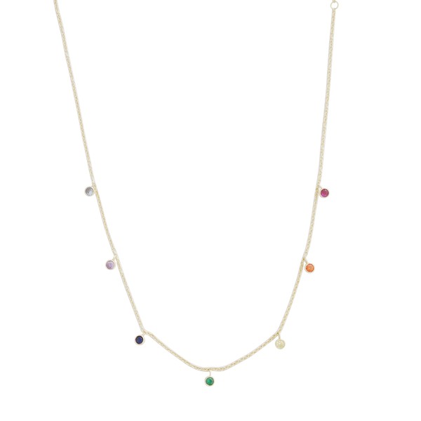 Mardi Gras Rainbow Bezel Crystal Stardust Necklace (Multiple Finishes) - BP