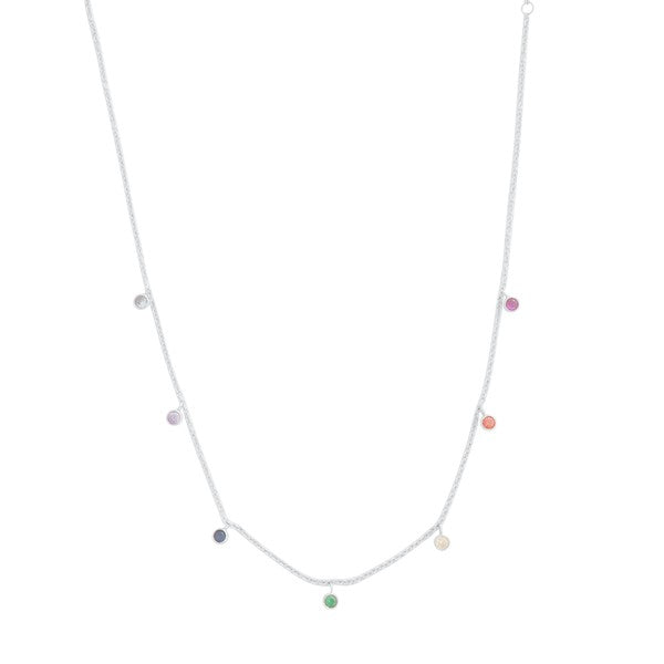 Mardi Gras Rainbow Bezel Crystal Stardust Necklace (Multiple Finishes) - BP