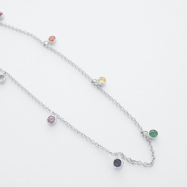 Mardi Gras Rainbow Bezel Crystal Stardust Necklace (Multiple Finishes) - BP