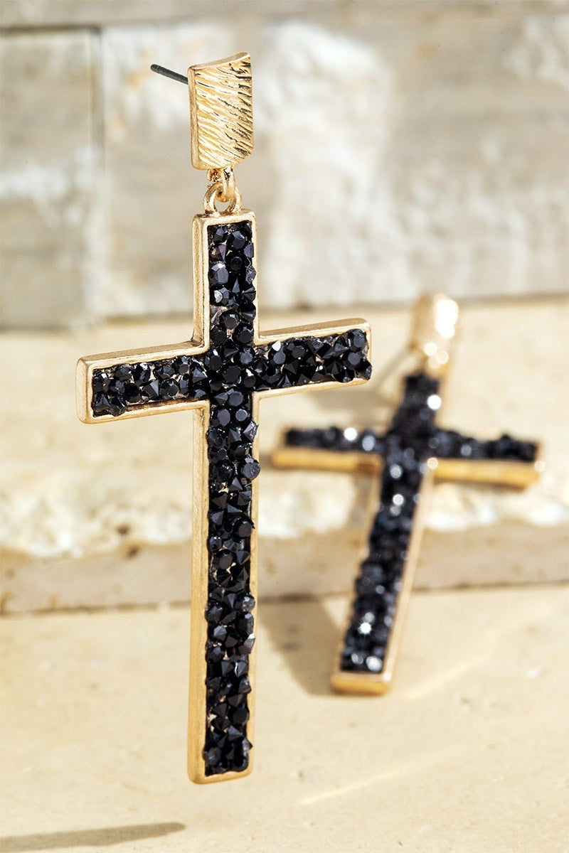 Chosen Resin Stone Cross Earrings