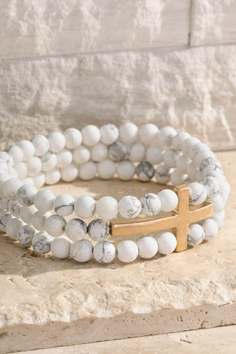 Crossing Mountains Three Set Natural Stone Bracelet (Multiple Color Options)