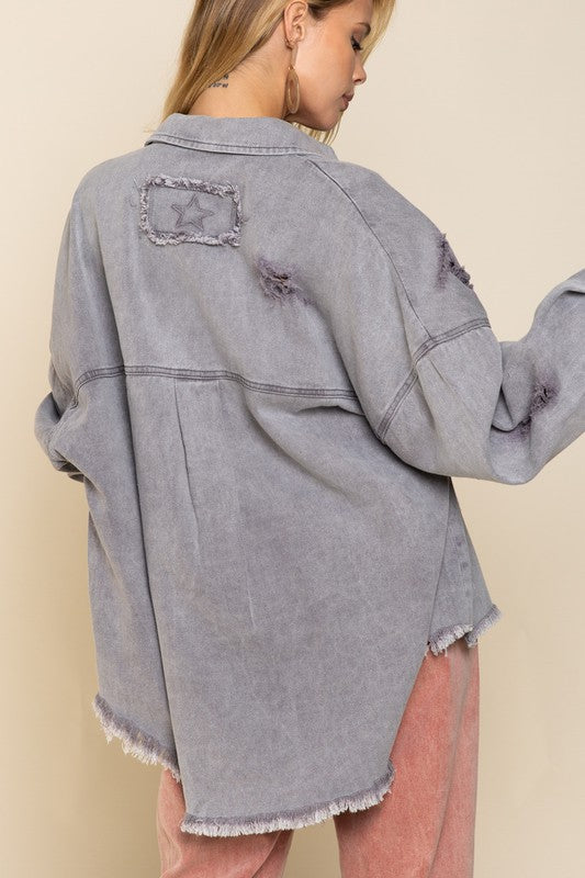 (Multiple Colors) Been There Done That POL Fringe Distressed Oversized Jacket