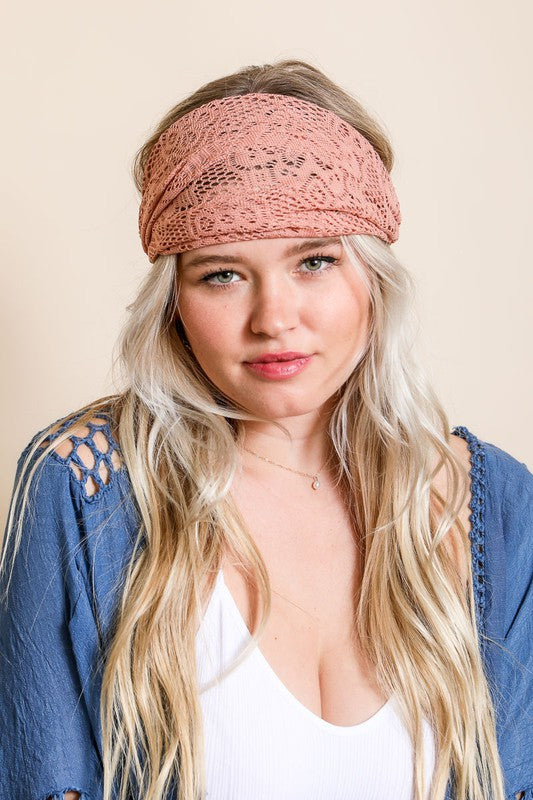 Beautiful Abundance Bohemian Lace Stretch Headwrap (Multiple Colors) - BP