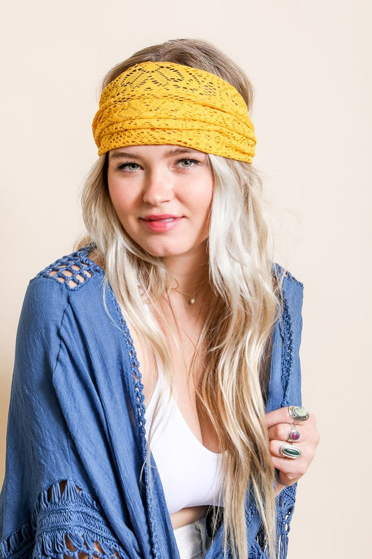 Beautiful Abundance Bohemian Lace Stretch Headwrap (Multiple Colors) - BP