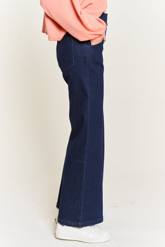 Jade By Jane - HIGH WAISTED BUTTON WIDE LEG JEANS - BP