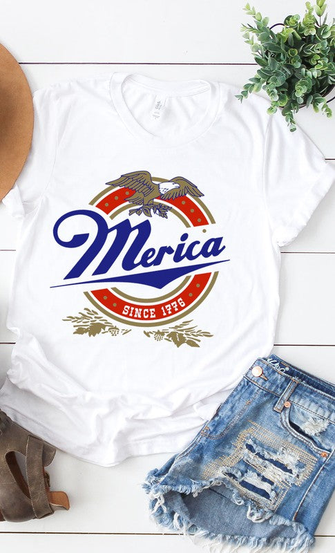 CURVY - Retro Merica Eagle Plus Size Graphic Tee (MULTIPLE COLORS) - BP