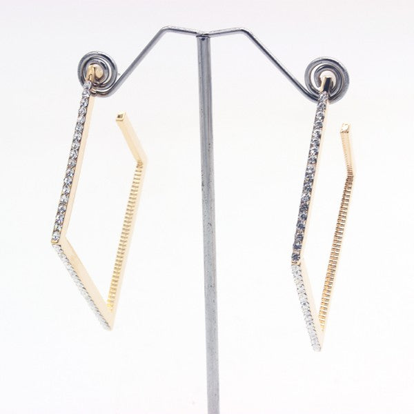 Ritz Carlton RHINESTONED OPEN END SQUARE EARRINGS - BP