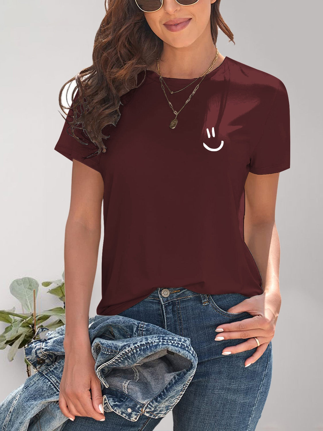 (S-2X) Smile On Purpose Graphic Round Neck Short Sleeve T-Shirt (Multiple Colors) - BP