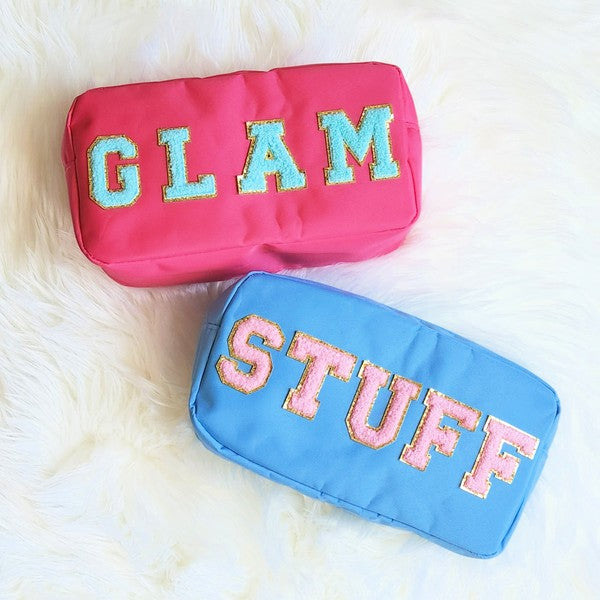 Hold My Thangs Varsity Letter Patch Makeup Bag Glam Stuff (Multiple Options)