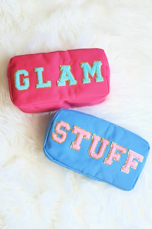 Hold My Thangs Varsity Letter Patch Makeup Bag Glam Stuff (Multiple Options)