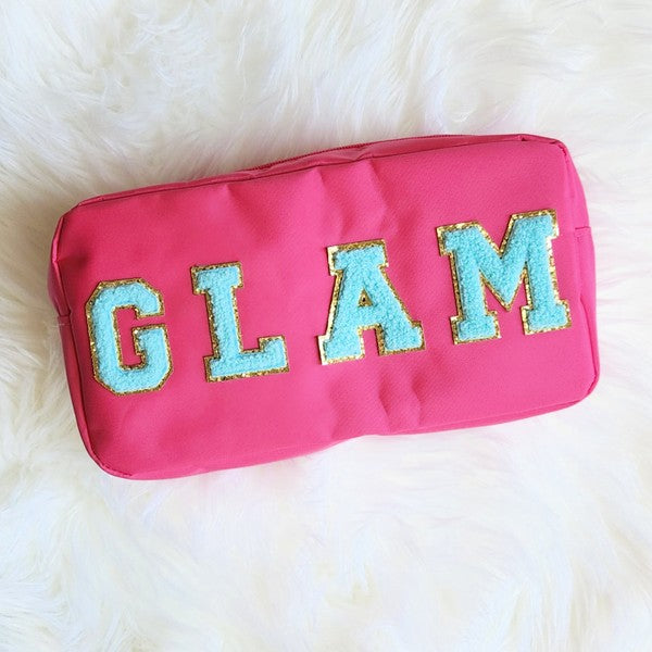 Hold My Thangs Varsity Letter Patch Makeup Bag Glam Stuff (Multiple Options)