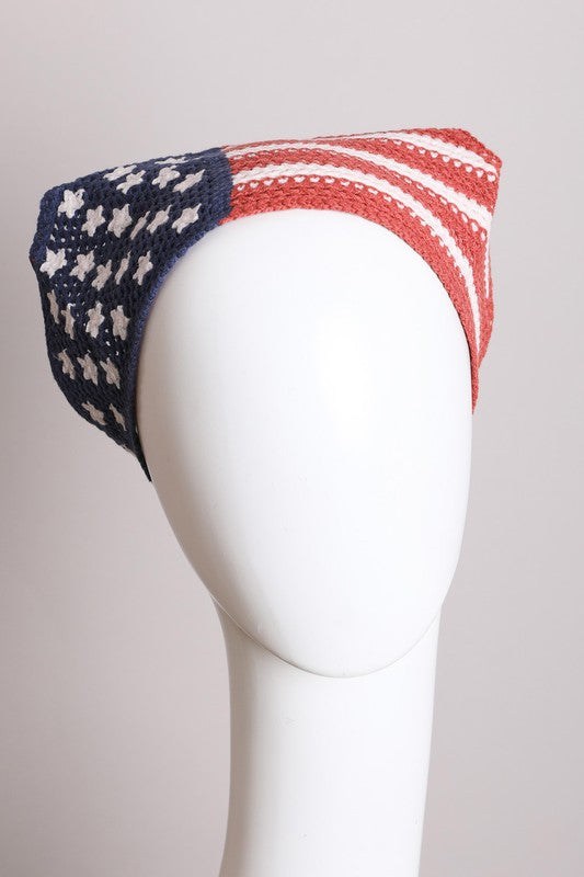 Born In The USA Crochet American Flag Hair Bandana - BP