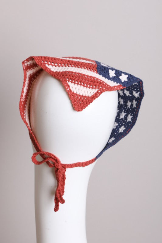 Born In The USA Crochet American Flag Hair Bandana - BP