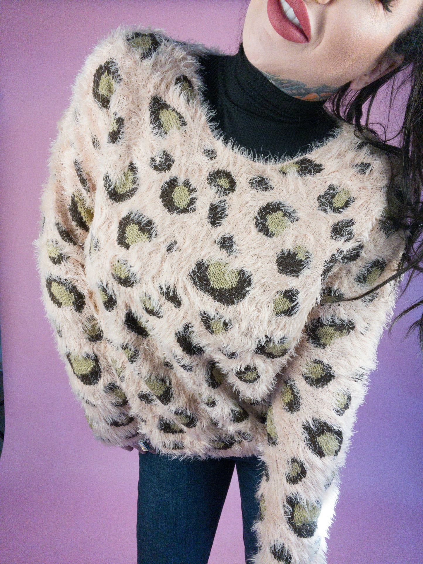 Simple Comforts Eyelash Texture Animal Print Sweater