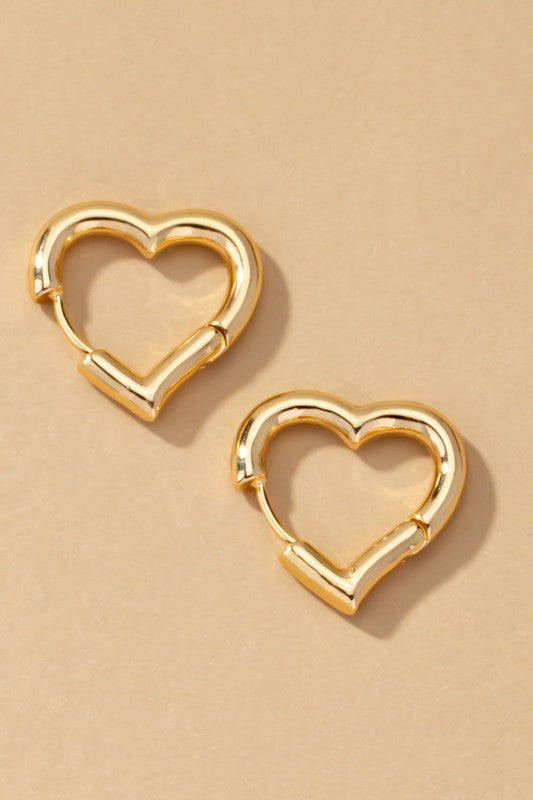 Love Don’t Cost A Thing Heart shape hinged huggie hoop earrings - BP