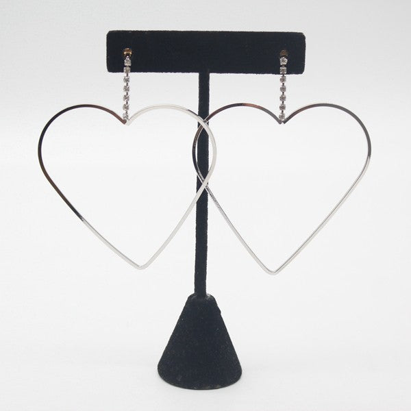 Heavy Love Heart Hoop Dangle Earrings (Multiple Finishes)