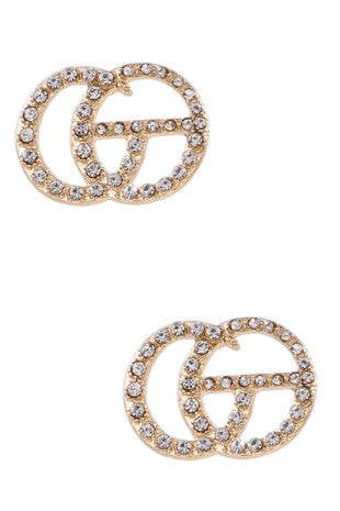 G Pearl Rhinestone Earrings