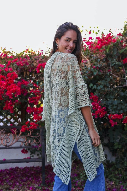 Floral Lace Textured Kimono (Multiple Colors) - BP