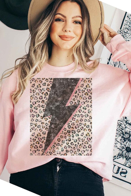 LEOPARD LIGHTNING GRAPHIC PLUS SIZE SWEATSHIRT (MULTIPLE VOLORS) - BP