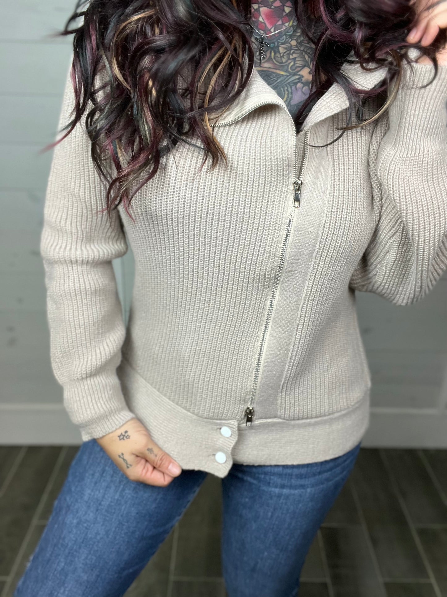 Warm With You Front Zip Sweater