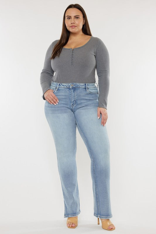 (Curvy) Jaynell Mid Rise Y2K Medium Wash Bootcut Jeans - BP