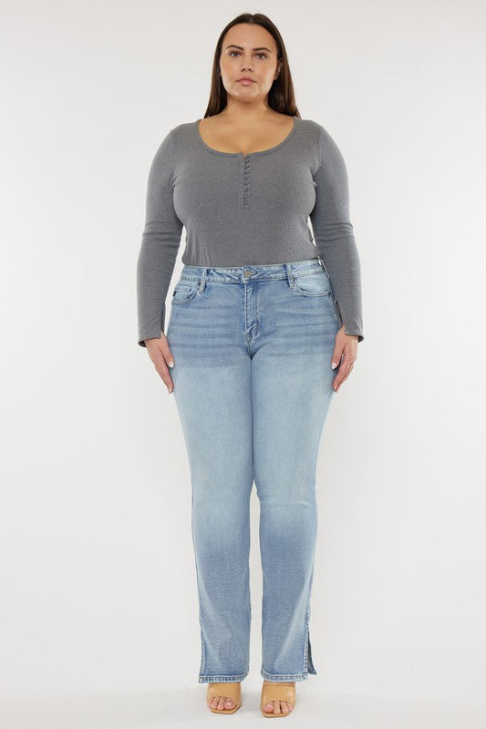 (Curvy) Jaynell Mid Rise Y2K Medium Wash Bootcut Jeans - BP