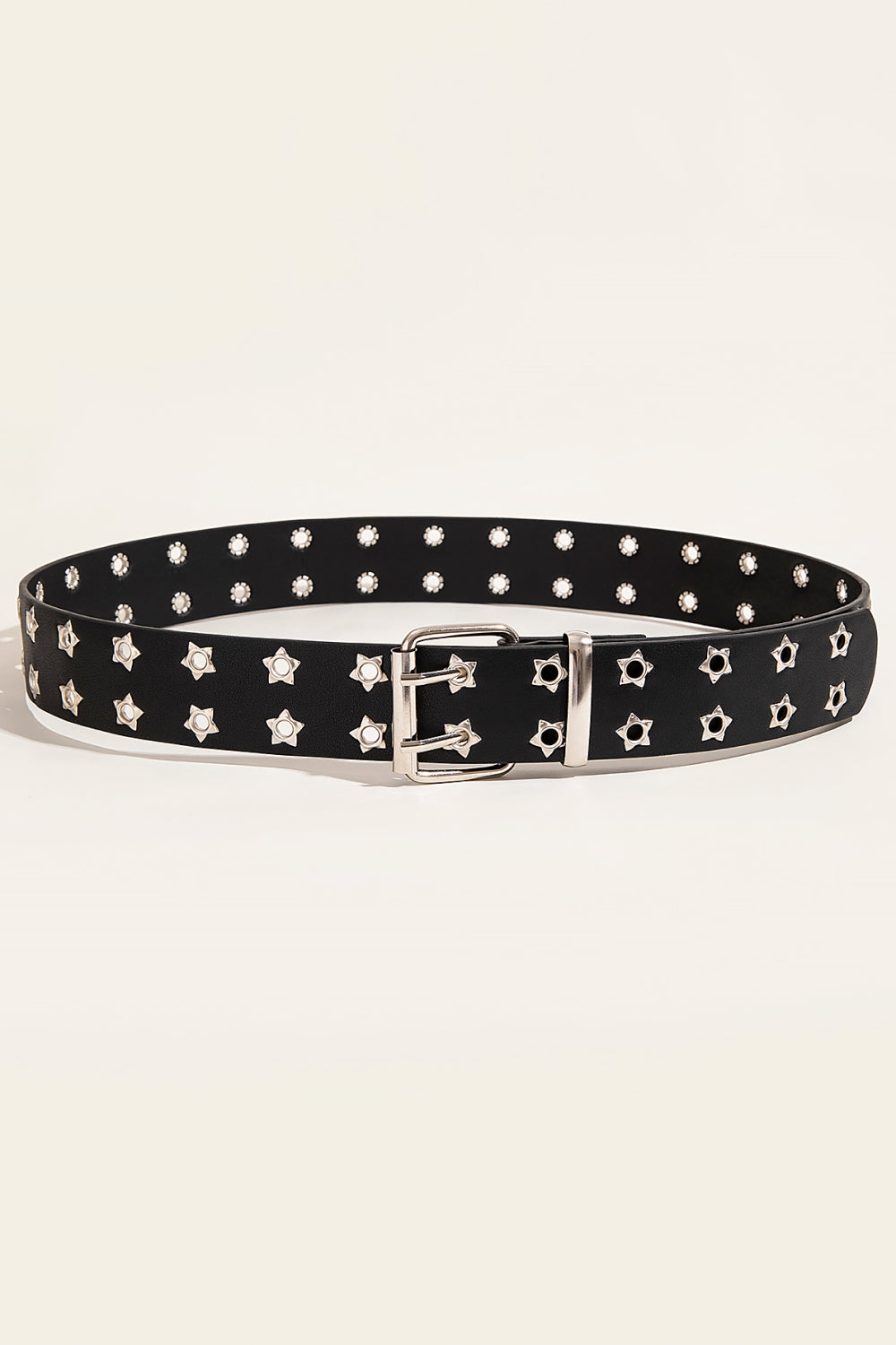 Wishing For You Double Row Star Grommet PU Leather Belt