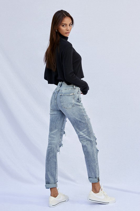 Rita Stretched High Rise Girlfriend Jeans (Insane Gene)