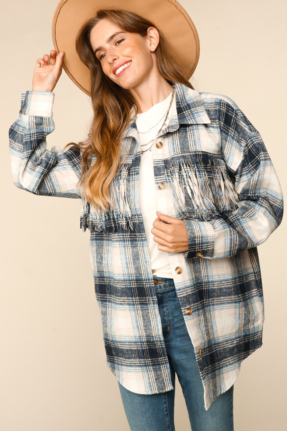 Catch Your Gaze Curvy Plaid Shacket