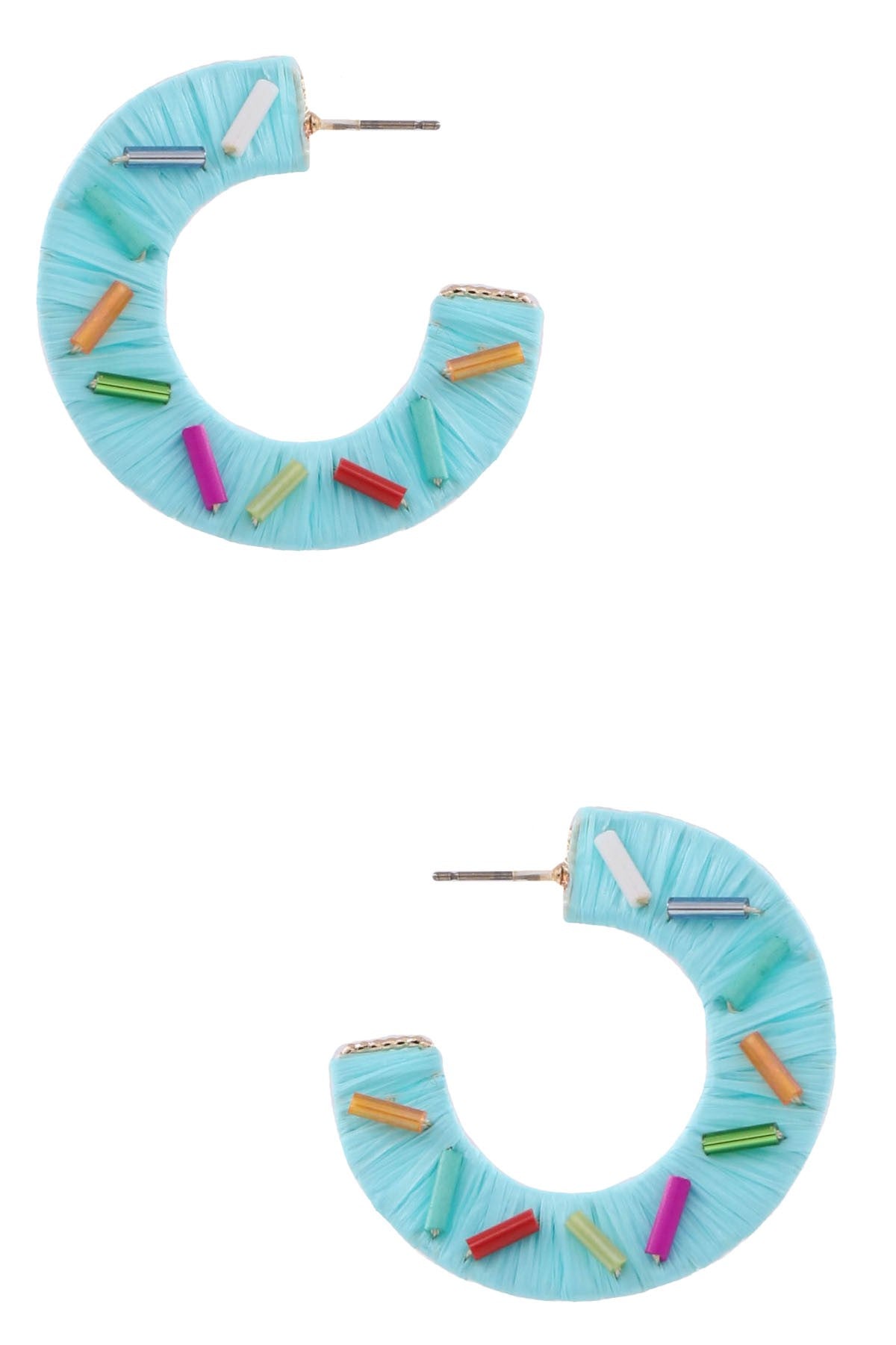 Raffia Paper Open Flat Hoop Earrings (Multiple Colors)