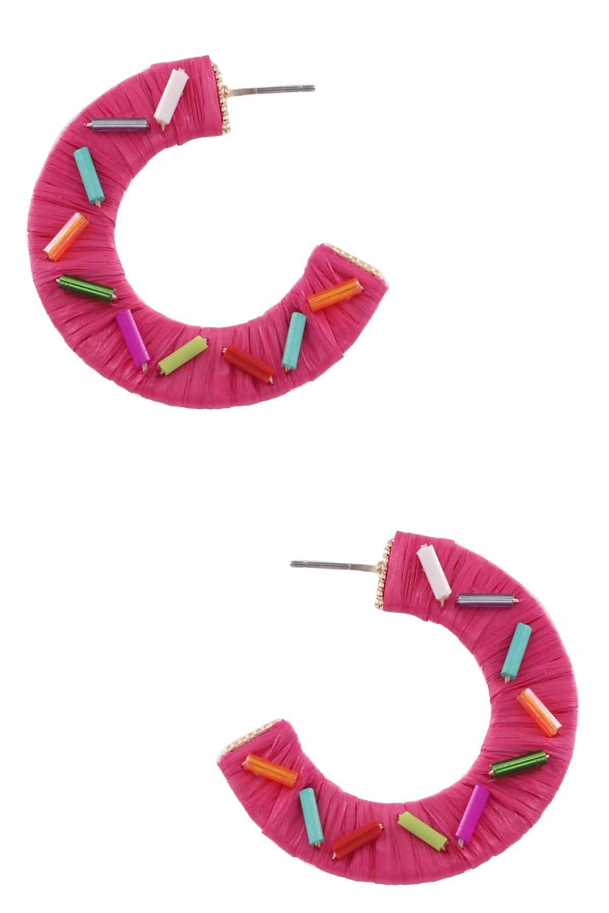 Raffia Paper Open Flat Hoop Earrings (Multiple Colors)