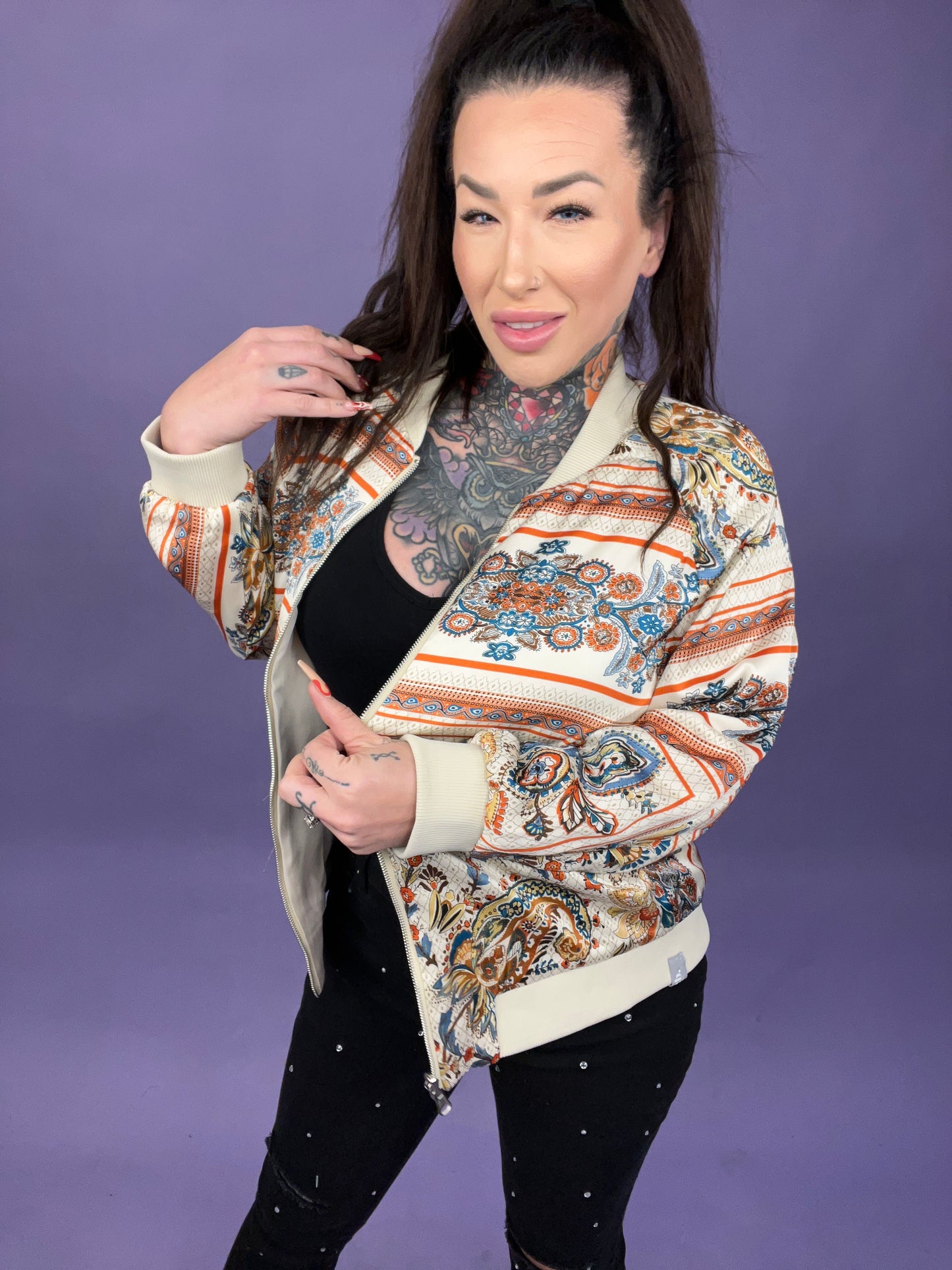 Blue B - Reversible Satin Paisley Bomber Jacket