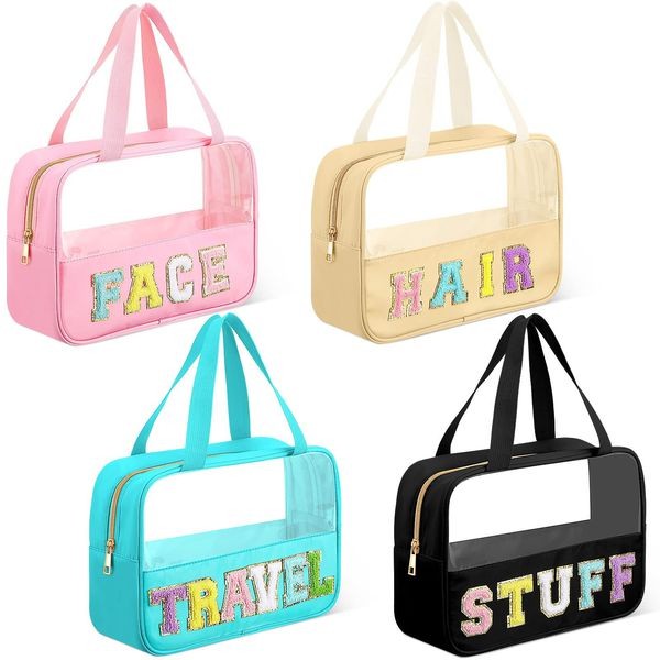 All The Things Chenille Letter Clear Travel Bag Luggage Makeup