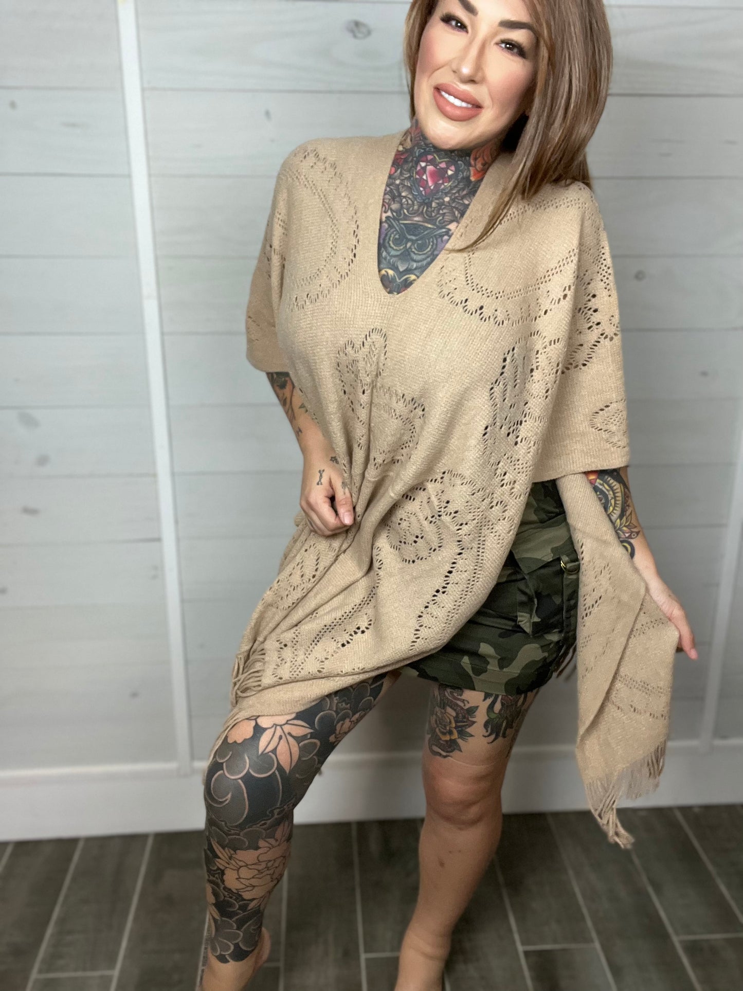 Warm Your Heart Paisley Fringe Poncho