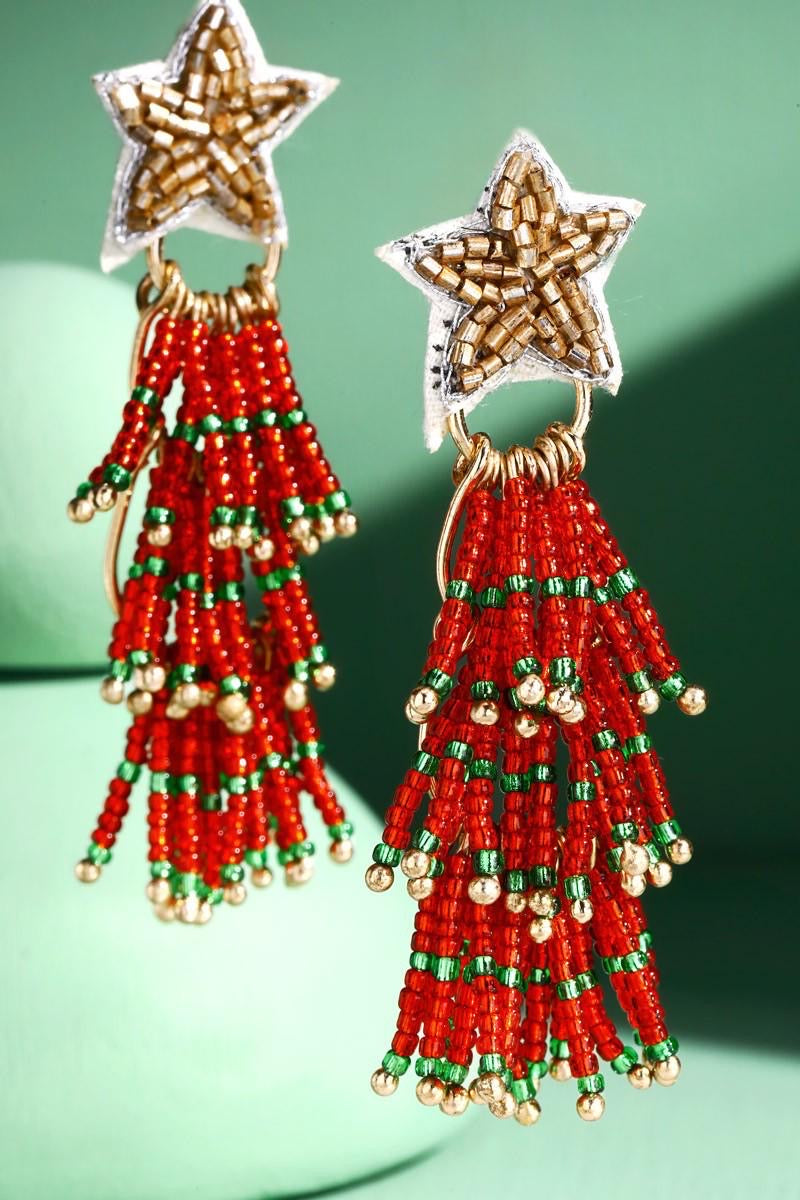 Nice List Beaded Star Earrings