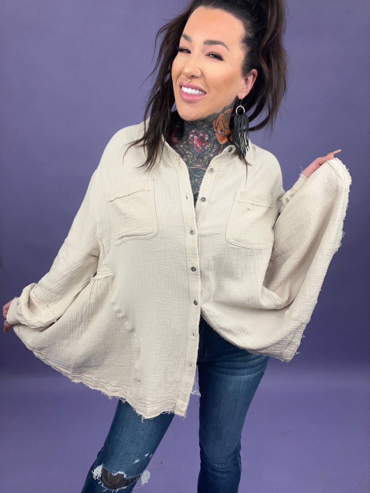 REG Jade By Jane - LIGHTWEIGHT BUTTON DOWN FLOWY SHIRTS