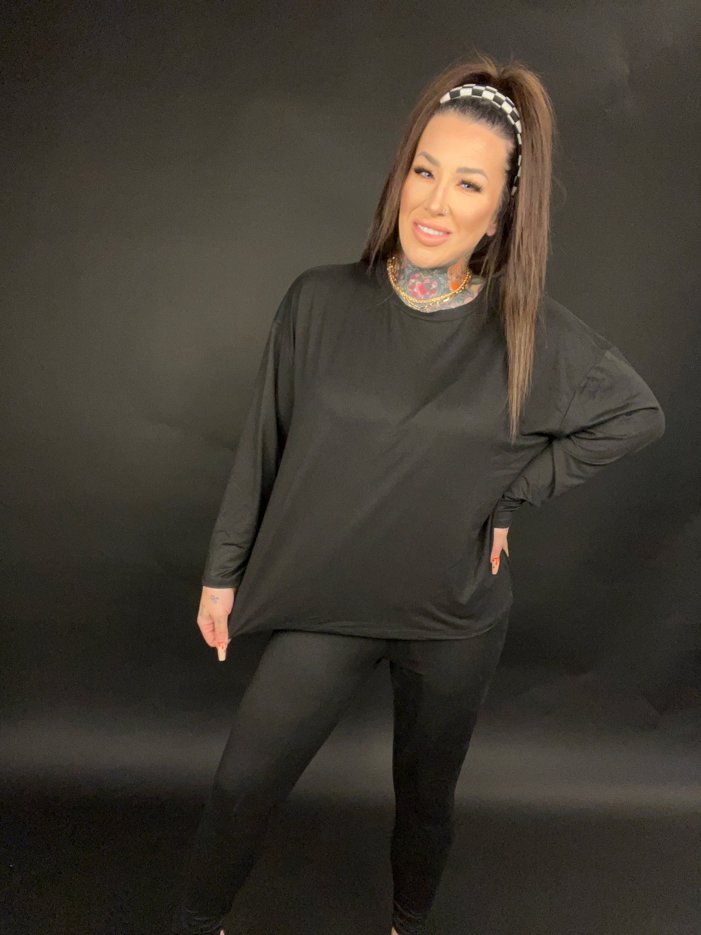 CURVY- Slayin' Today Long Sleeve Two Piece Legging Set (Multiple Colors)