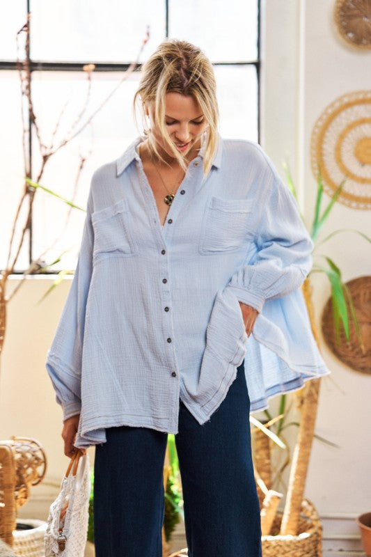 REG Jade By Jane - LIGHTWEIGHT BUTTON DOWN FLOWY SHIRTS