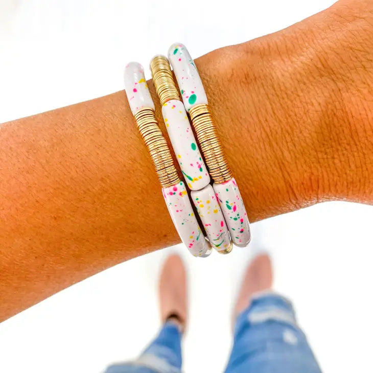 Birthday Cake Sprinkles GOLD DISCS Acrylic Bracelet