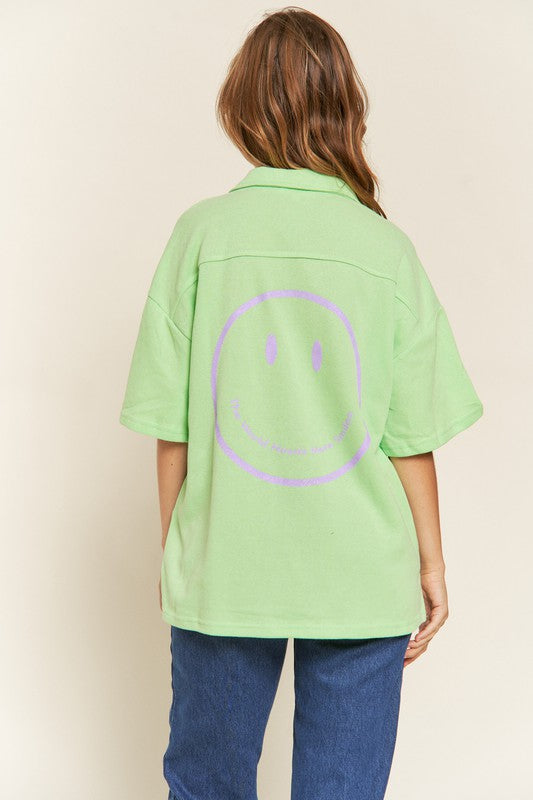 Happy To Be Here Smile Face Back Top (Multiple Colors)