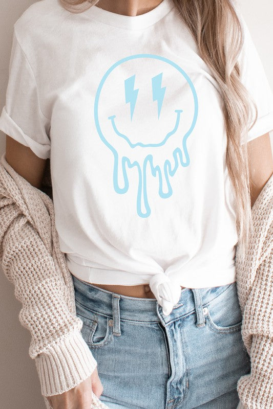 Lightning Bolt Melting Smiley Face Graphic Tee (MULTIPLE COLORS) - BP