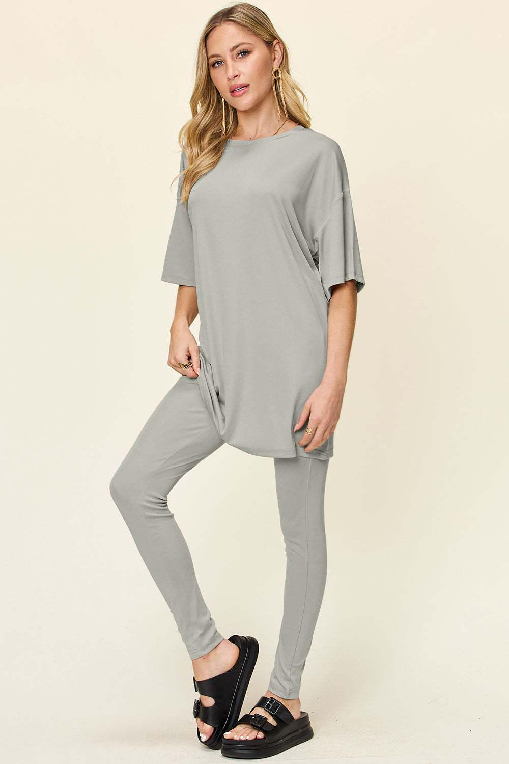 Grab Me Starbees Round Neck Dropped Shoulder T-Shirt and Leggings Set (Multiple Colors) - BP