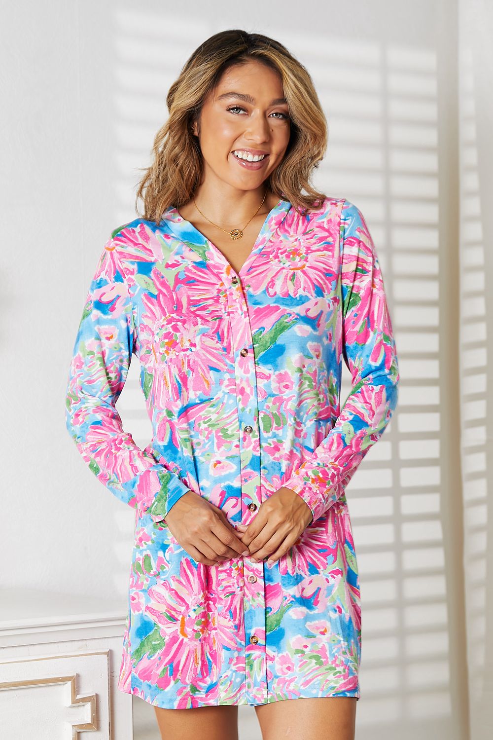 Forget Me Not Double Take Floral Open Front Long Sleeve Cardigan - BP