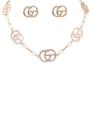 Metal C Station Necklace Ste