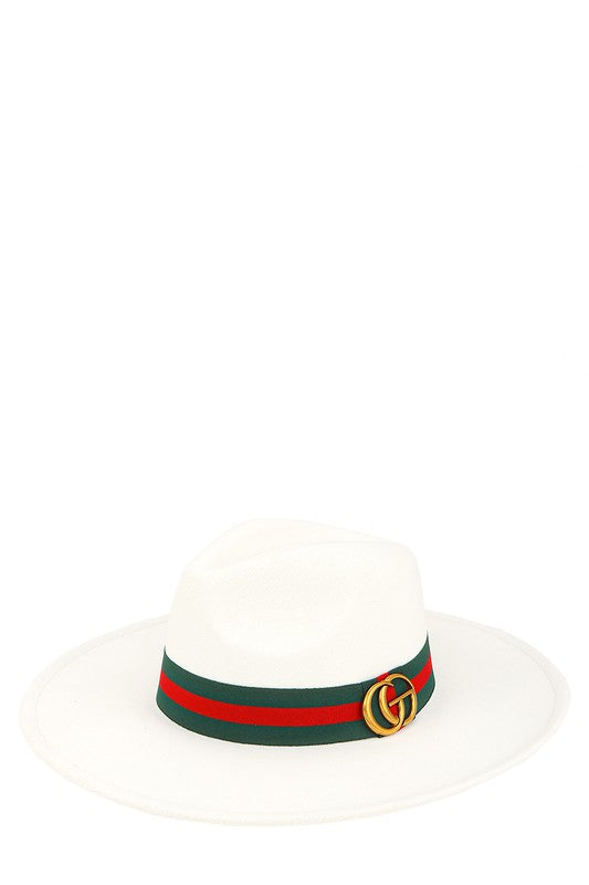 Catch Me Under The Cabana GO Charm with Stripe Band Fedora Hat (Multiple Colors)