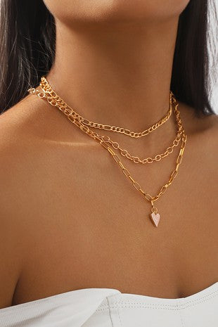 Heart In Motion 3 Chain Layered Necklace (2 COLORS TO CHOOSE FROM)